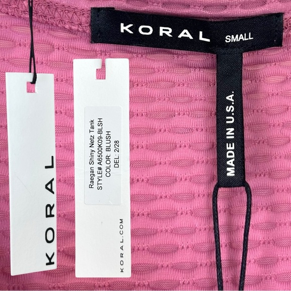 KORAL - NWT, Women’s ‘Raegan’ Shiny Netz Tank Top, Active in Blush - Pink, Small - Picture 14 of 14